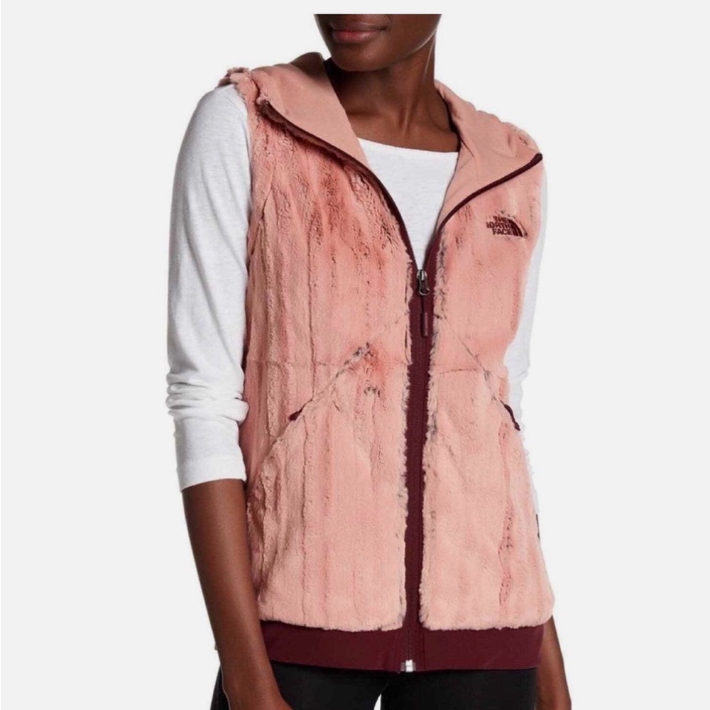 The North Face Furlander Faux Hooded Vest Sleeveless Jacket Pink Cozy size M